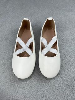 White Cris Cross Ballet Flats Doll Shoes
