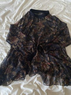 Y2k vintage floral mesh top