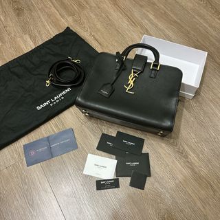 YSL牛皮logo金釦手提肩背兩用包 Monogram Cabas