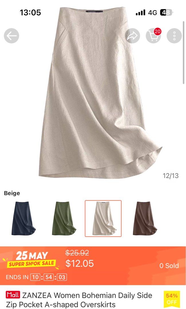 ZANZEA plus size Beige Skirt 4XL Women s Fashion Bottoms