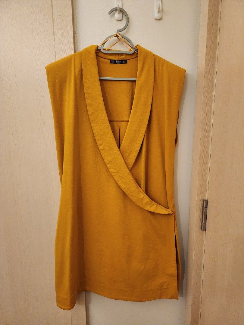 Zara Overlap Dress with Shoulder Pads (Category: Dresses) located in Pasig City. Submitted by pepperoo (Listing ID 1233802229, Image 1). Description: Bought in Spain Color: Mustard Size: M Overlap Dress with Shoulder Pads.