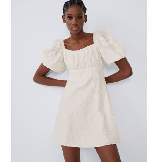 Zara puff sleeve dress white top