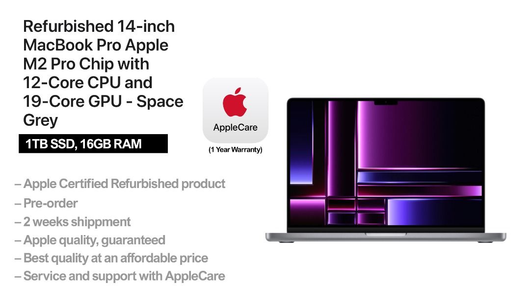 Refurbished 16-inch MacBook Pro Apple M2 Pro Chip with 12‑Core CPU and  19‑Core GPU - Space Gray