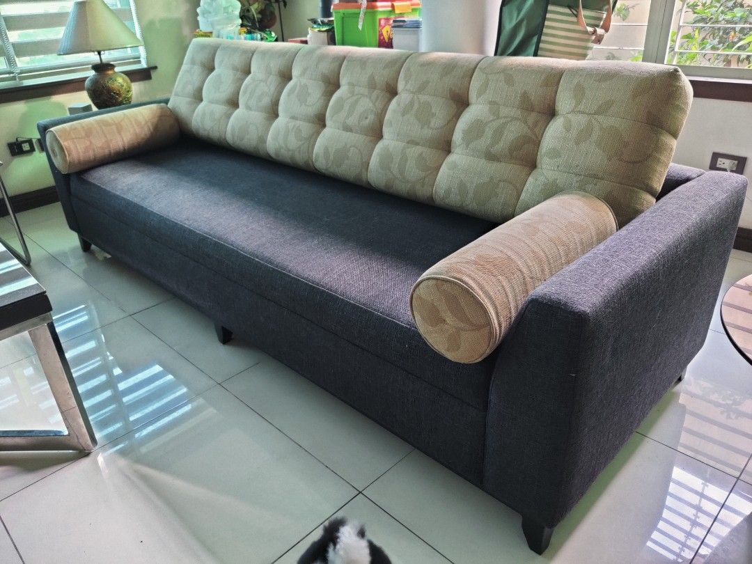 4 Seater Sofa (Category: Sofas) located in Quezon City. Submitted by wendyang123 (Listing ID 1234063776, Image 2). Description: 4 Seater Sofa L - 95" H - 22.5" or 33" with backrest W - 31" Removable backrest Metal frame P10,000 (Original price 34,000) Price Negotiable.