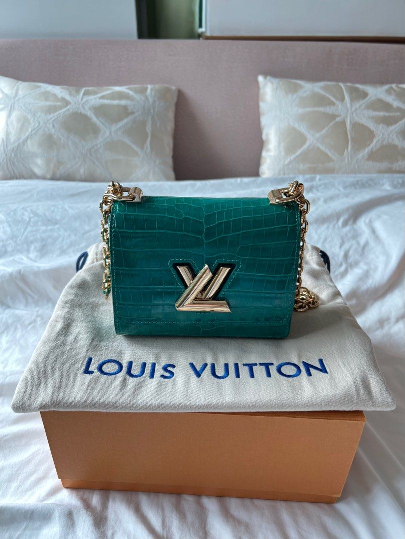 NEW Louis Vuitton Mini Twist shoulder bag in White Crocodile leather and GHW