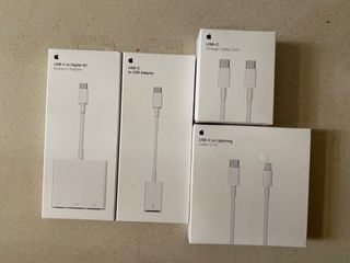 (Brand New, Unopened) Apple Products - USB-C to Digital AV Adapter, USB Adapter, Lightning Cable, Charging Cable