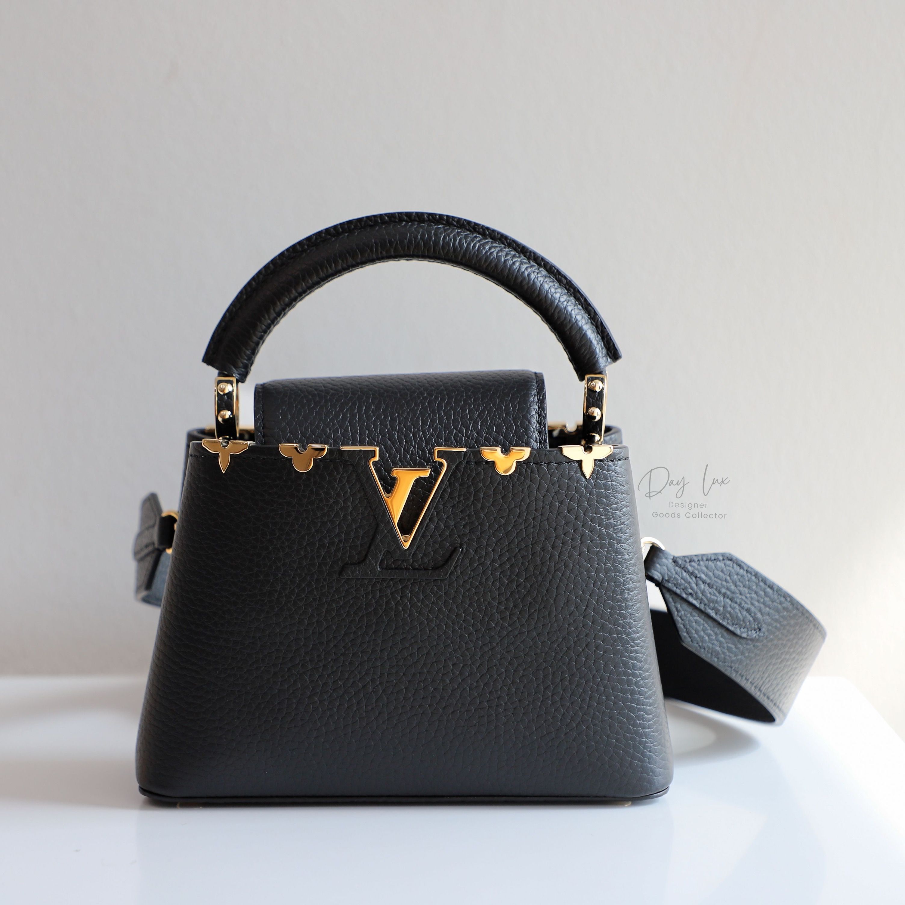 Louis Vuitton LV Women Capucines MM Handbag Galet Gray Taurillon Leather -  LULUX