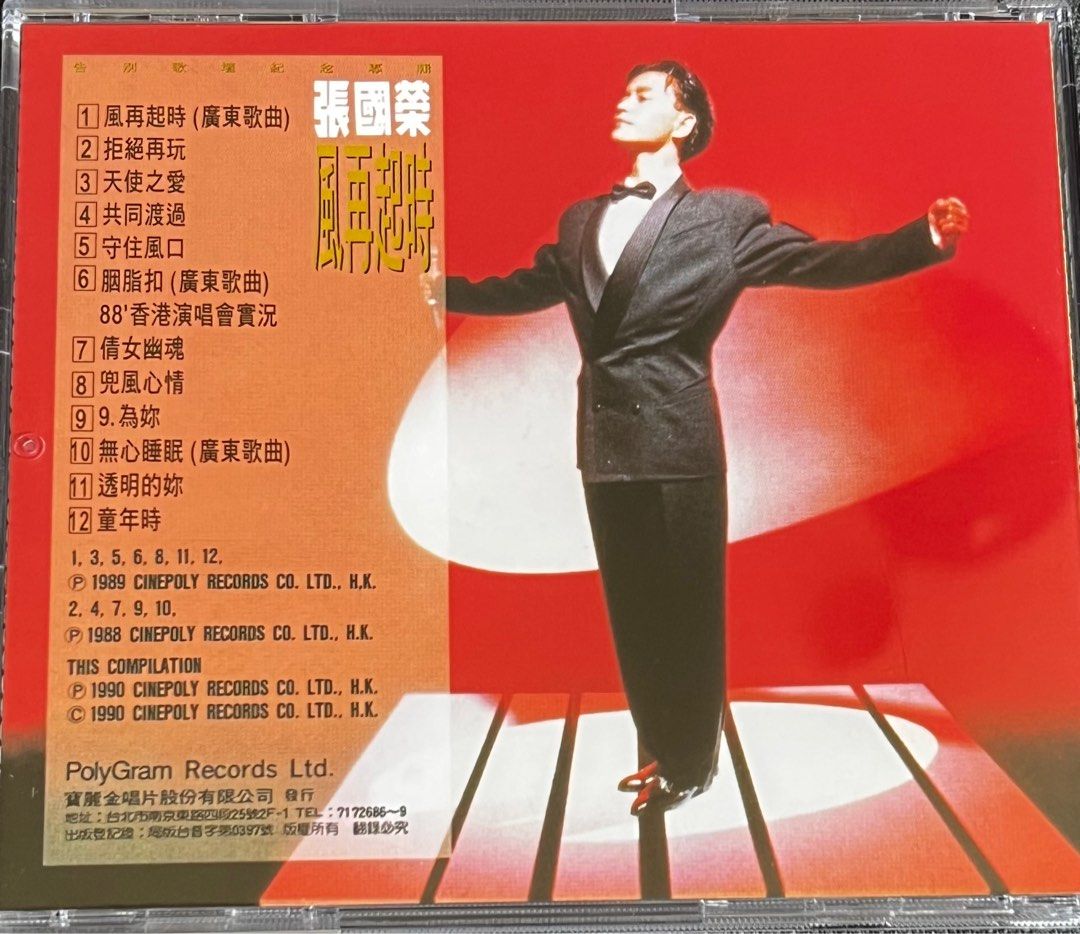 張國榮Leslie Cheung 風再起時國語告別歌壇紀念專輯1989 CD 再生版