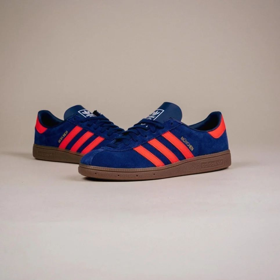 Sepatu Adidas MUNCHEN DARK BLUE ORANGE Fesyen Pria Sepatu