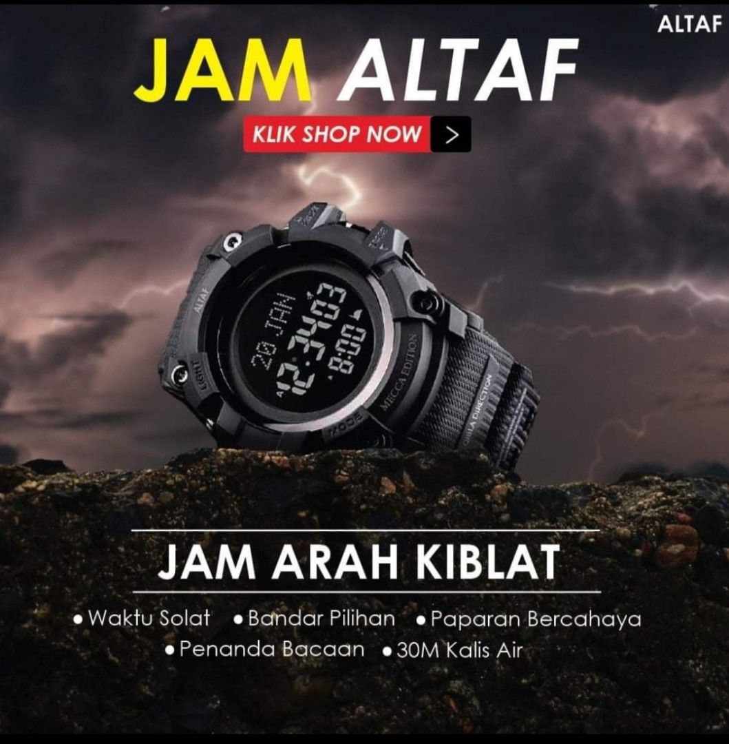 ALTAF Men Edition Kiblat Watch - Black Army, Men's Fashion, Watches ...