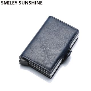 Antitheft Men id Bank Credit Card Holder Double Rfid Blocking Wallet Leather Security Aluminum Box M64228235156865110