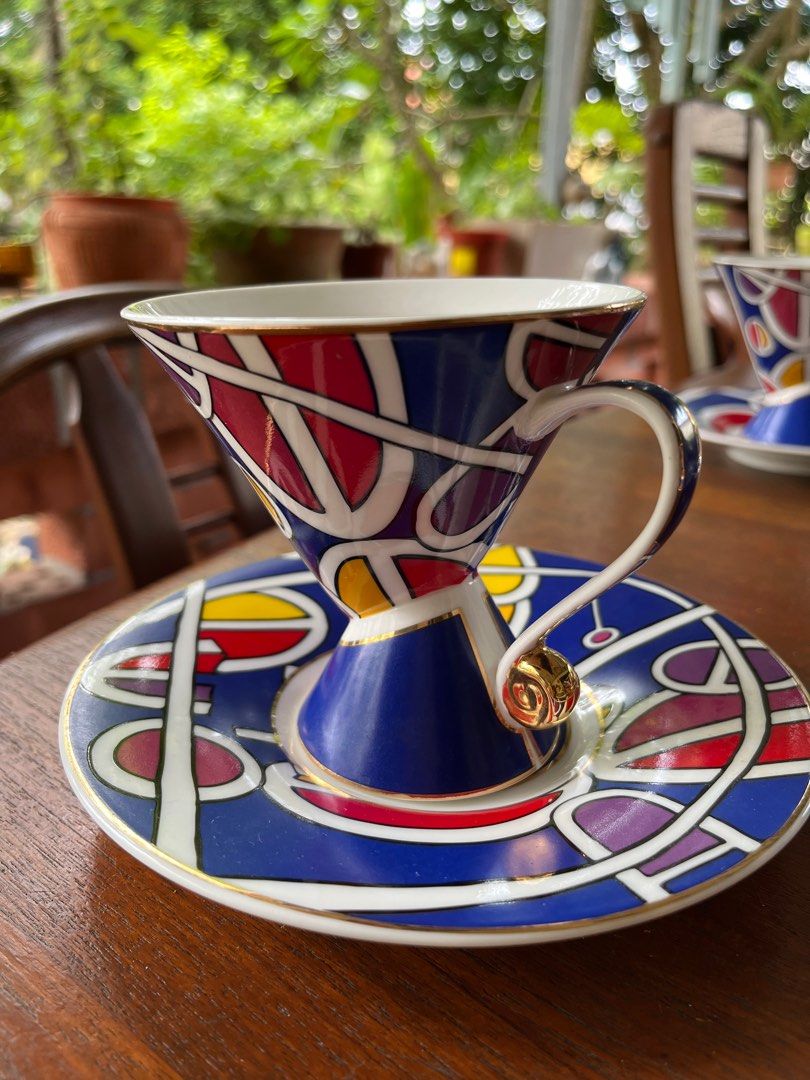 Art deco Cup and saucer set Furniture Home Living Kitchenware