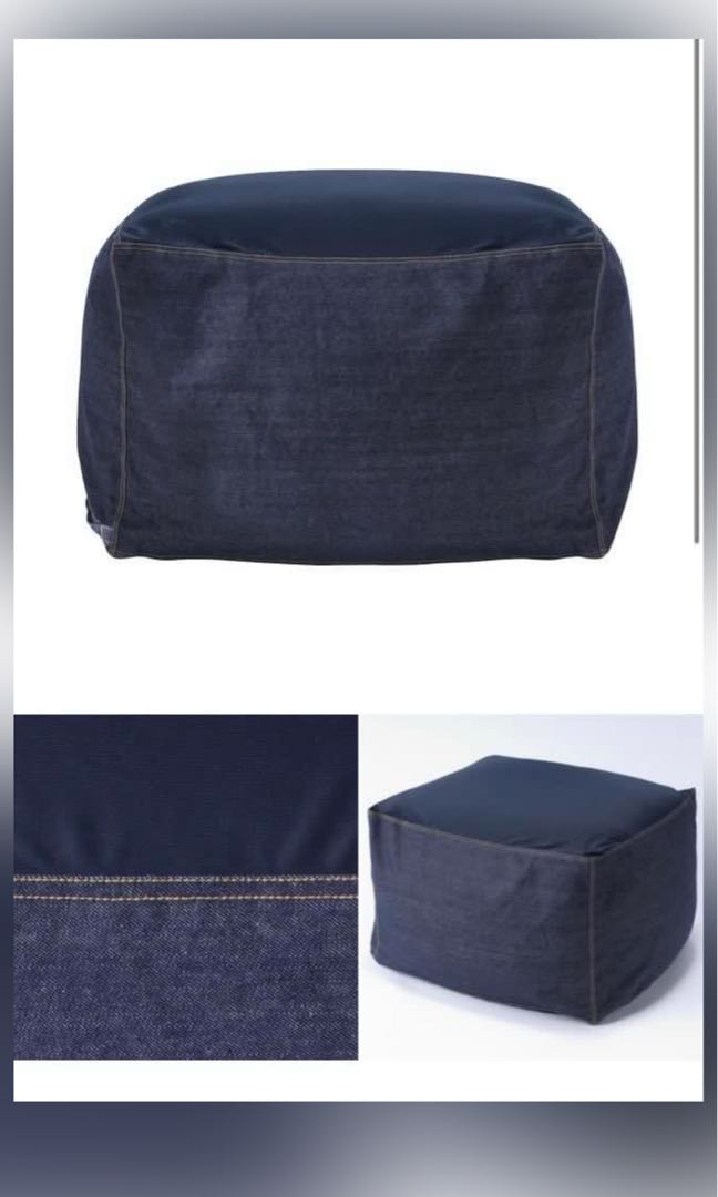 Authentic Muji Bean Bag with denim cover, Furniture & Home Living
