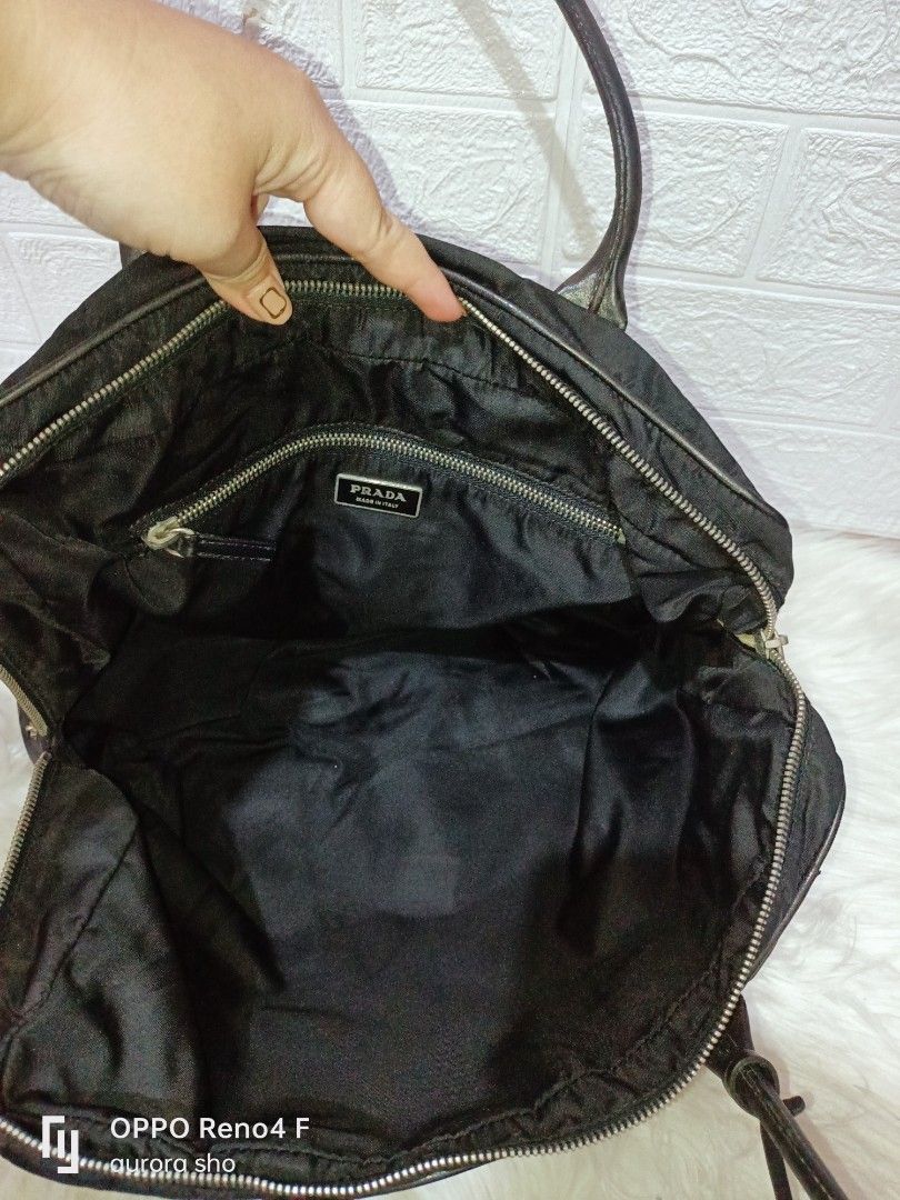 Authentic Prada nylon tote bag black second, Barang Mewah, Tas