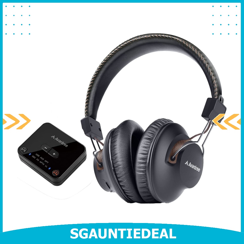 Avantree HT4189 40Hrs Wireless Headphones Set for TV Watching with Bluetooth Transmitter Digital Optical AUX RCA No Delay Dual Link Support High Volume Over Ear Headset for Seniors Long Range Audio He...