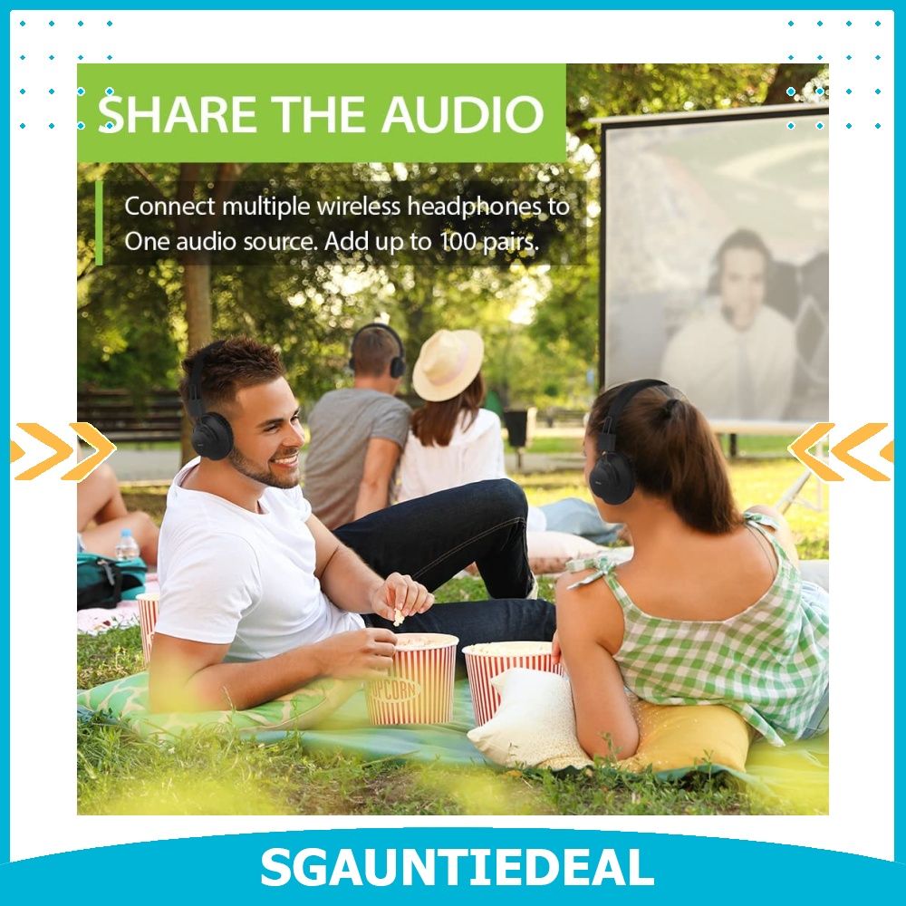 Avantree Quartet Multiple Wireless Headphones with one Transmitter 4 Pack Up to 100PCS HD Sound No Lag for TV Watching Outdoor Movie Silent Disco