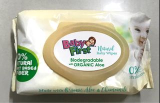 Baby First Natural Baby Wipes 72 sheets With Organic Aloe & Chamomile. Plant-Based. Antibacterial. Paraben Free. Alcohol Free