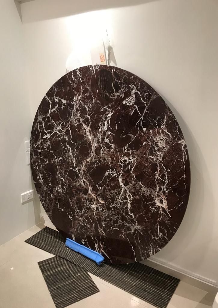 Best Dining Table! As Almost New ! Worth $5000! Imported Marble ! Bespoke  Round Marble Dining Table - Rosso Levanto Marble (Turkey), Furniture & Home  Living, Furniture, Tables & Sets On Carousell