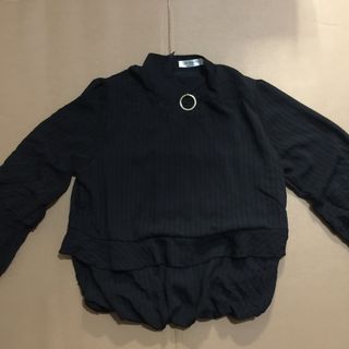Black Office/Corporate Ruffles Long sleeves (w/ when worn pic)