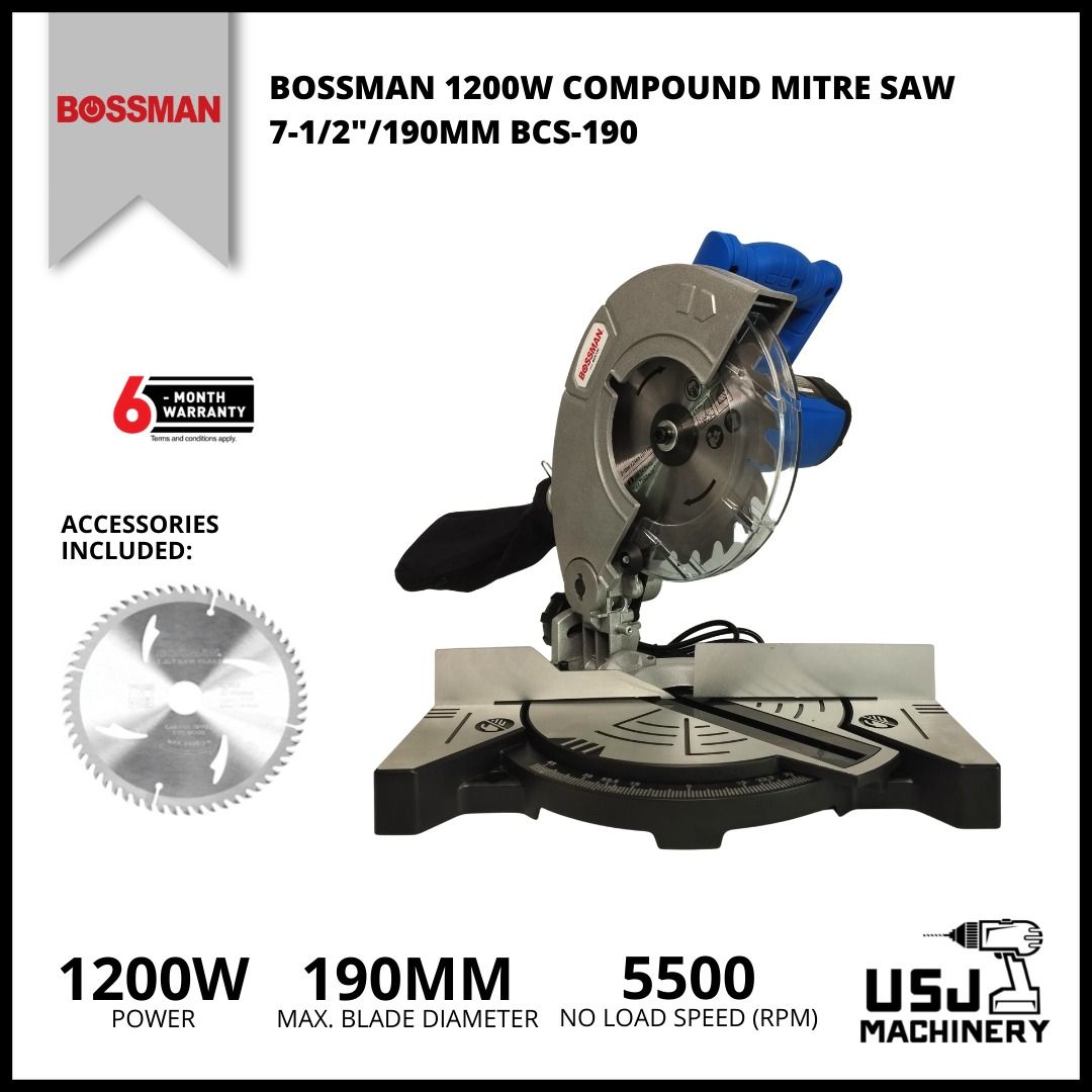 BOSSMAN 1200W Compound Mitre Saw 7 1 2 BCS 190 6 Months Warranty