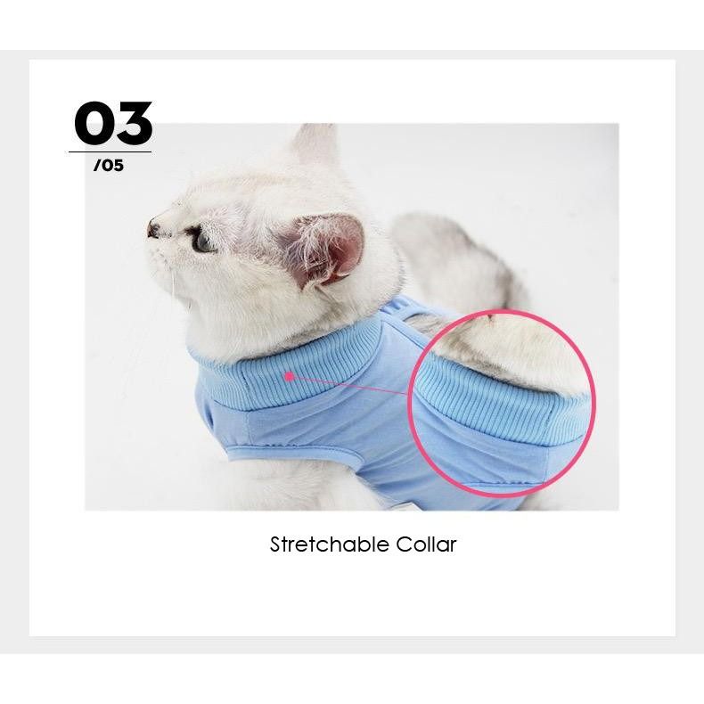 Cat Recovery Suit with Velcro Skin Diseases ECollar Alternative for