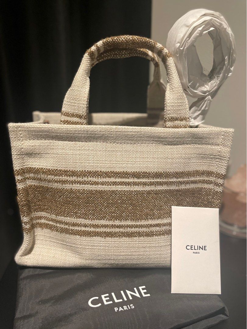 CELINE Cabas small cabas thais in STRIPED TEXTILE WITH CELINE JACQUARD  (199162EZ7) in 2023