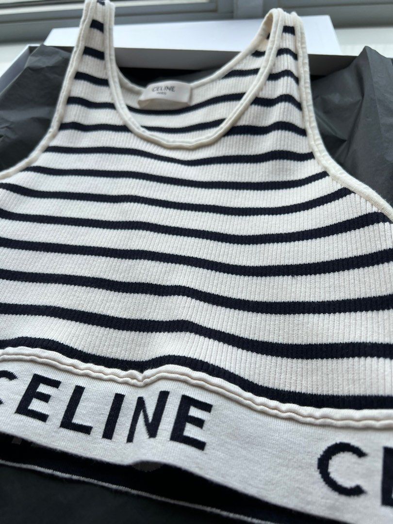 CELINE Striped Mesh Sports Bra, Women's Fashion, Tops, Other Tops on  Carousell