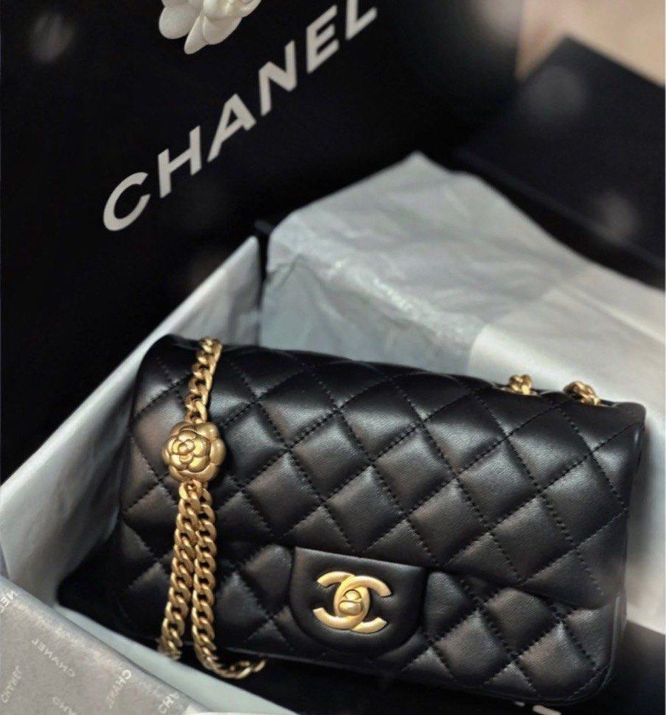 BRAND NEW CHANEL 23S MINI FLAP BAG WITH CAMELIA ADJUSTABLE STRAP GHW,  Luxury, Bags & Wallets on Carousell