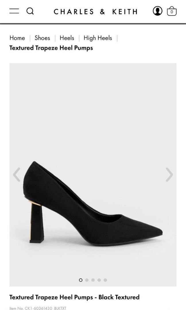 CHEAP NEGO Charles Keith Textured Trapeze Heep Pumps Black