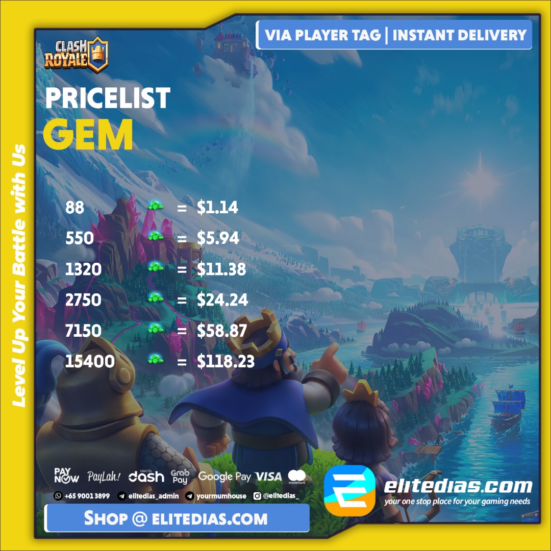 Clash Royale Gems FAST CHEAP SAFE Available 24/7 SENT VIA Player Tag ‼️