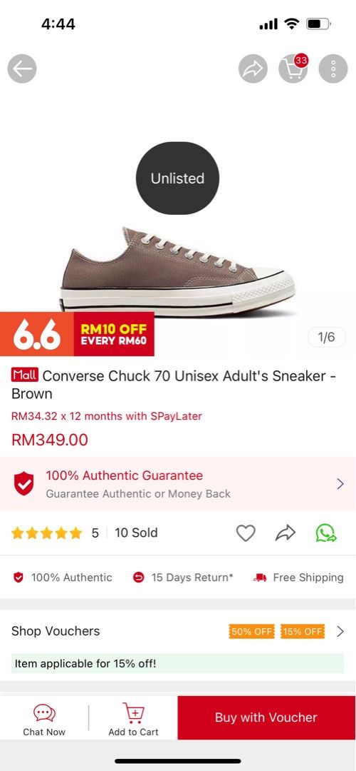 Converse Chuck 70 Unisex Sneaker Brown