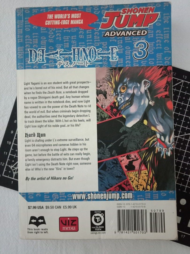 Death Note Vol 3 manga (english) (Category: Comics & Manga) located in Zamboanga. Submitted by cell0 (Listing ID 1233929430, Image 2). Description: Death Note Vol 3 "make an offer" if interested. No lowballing. Not open to counter-offers Post still up = item is available. Qs of this sort will not be entertained. • Condi: Good. FOXING. No tears, highlights, and/or annotations. • Pay as you order. • Standard PF: Add (+) 25 for packaging (bubble wra