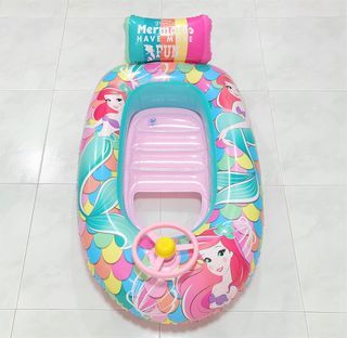 [Deliver to Door Step] Disney Princess Ariel The Little Mermaid Inflatable Swimming Boat Float with Steering Wheel