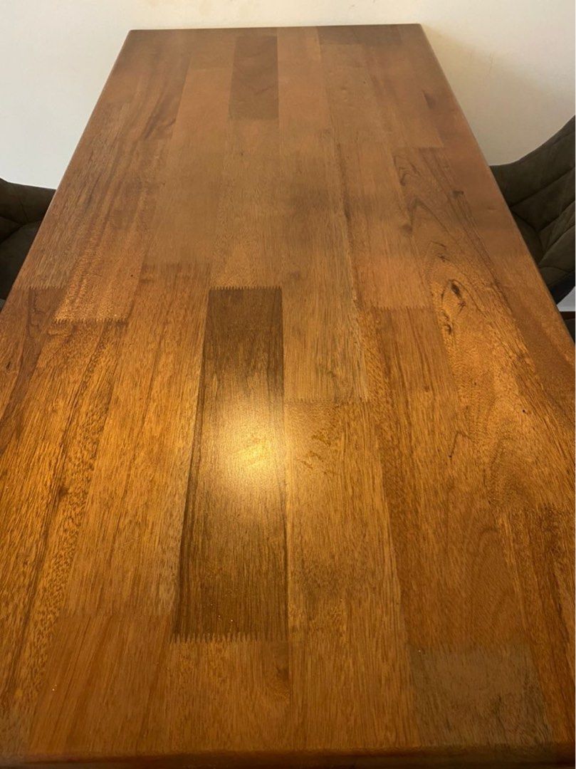 Dining table (kayu meranti) + 4 chair, Furniture & Home Living
