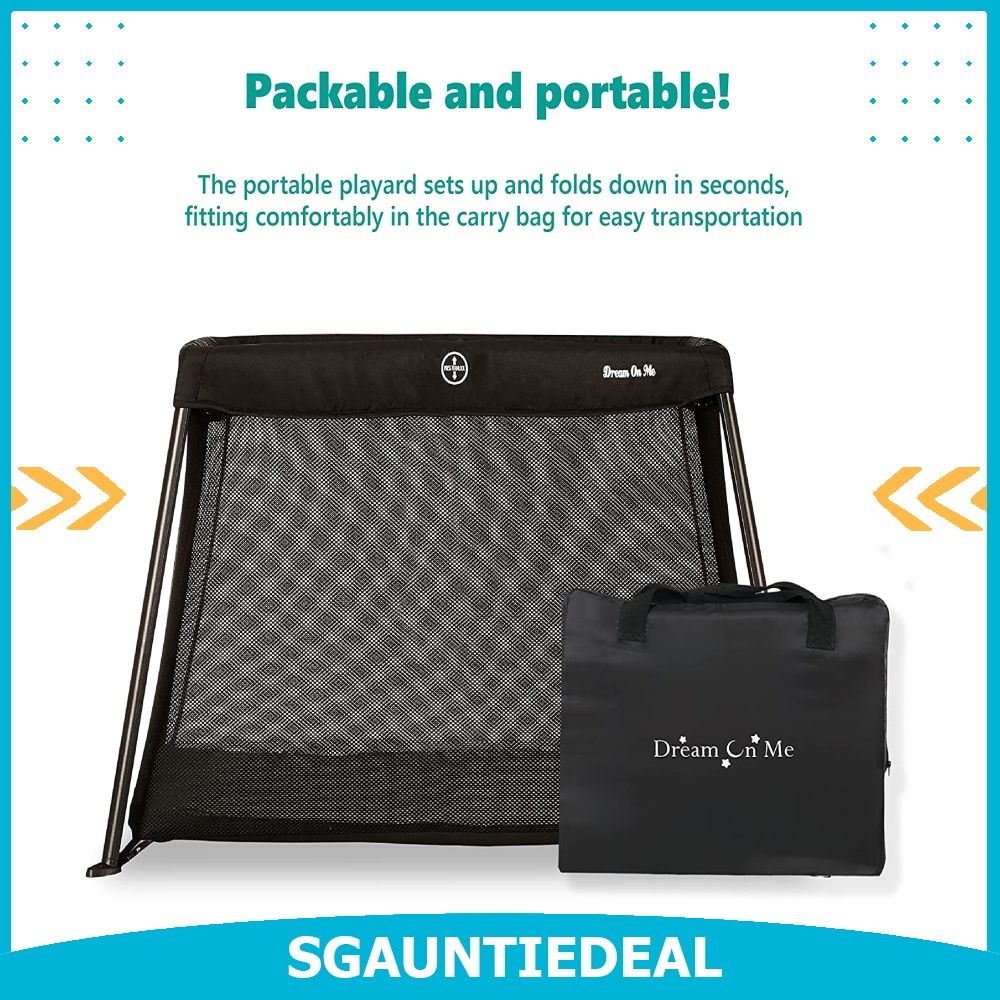 Dream On Me Travel Light Playard In Black Lightweight Portable