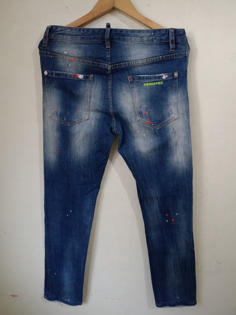 DSQUARED PAINT SPLATTER JEANS, Men's Fashion, Bottoms, Jeans on Carousell