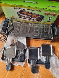 Electric and barbeque grill set