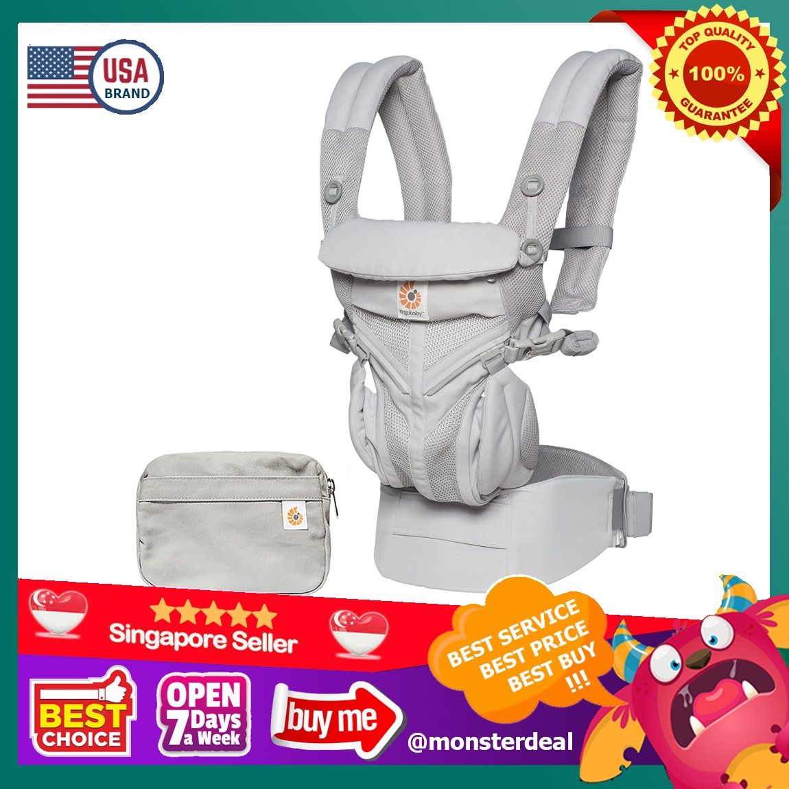 Ergobaby Omni 360 Cool Air Mesh Baby Carrier Pearl Grey