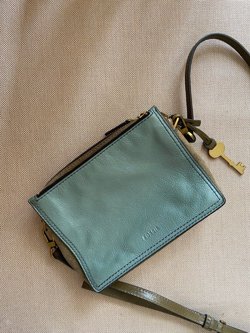 Fossil campbell crossbody steel sale blue