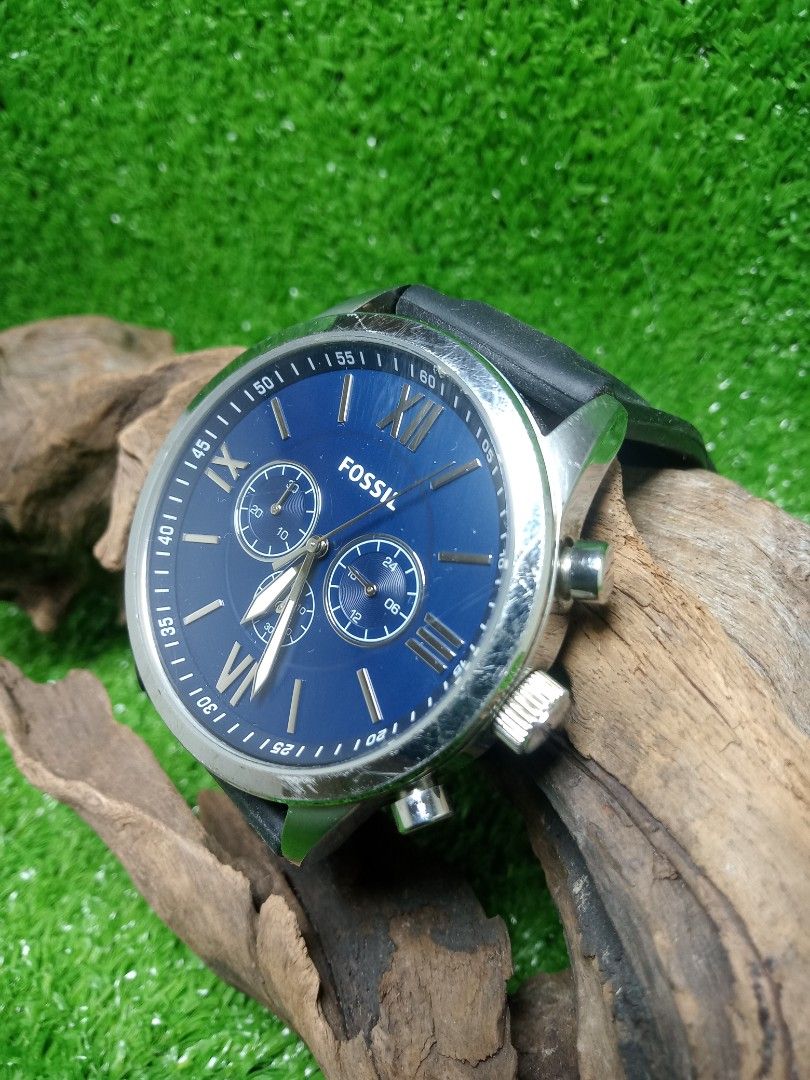 Fossil men's chronograph discount black rubber strap watch