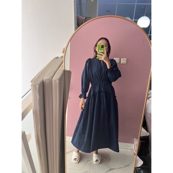 FREEONG Nabo dress busui friendly hijab navy biru dongker on Carousell