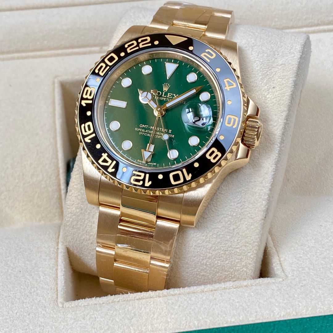 GMT Master II Yellow Gold Original Green dial 116718LN complete