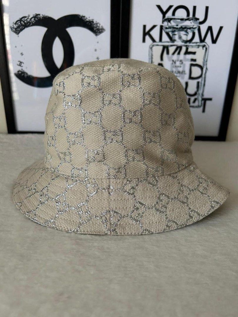 Gucci GG Lame Bucket Hat White/Silver