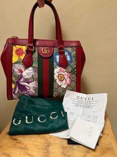 Gucci Ophidia Tote Bag Floral Red