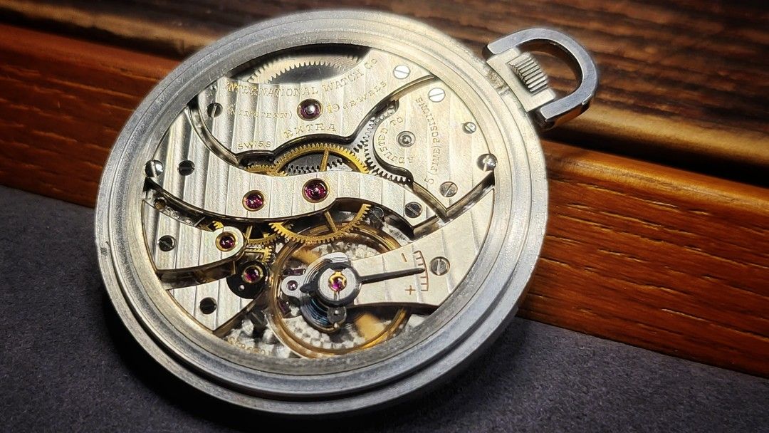 Vintage Very High grade IWC chronometer EXTRA Cal 95 pocket watch chaton fixed rubies Sterling Silver dial Same calibre was made for Cartier pocket