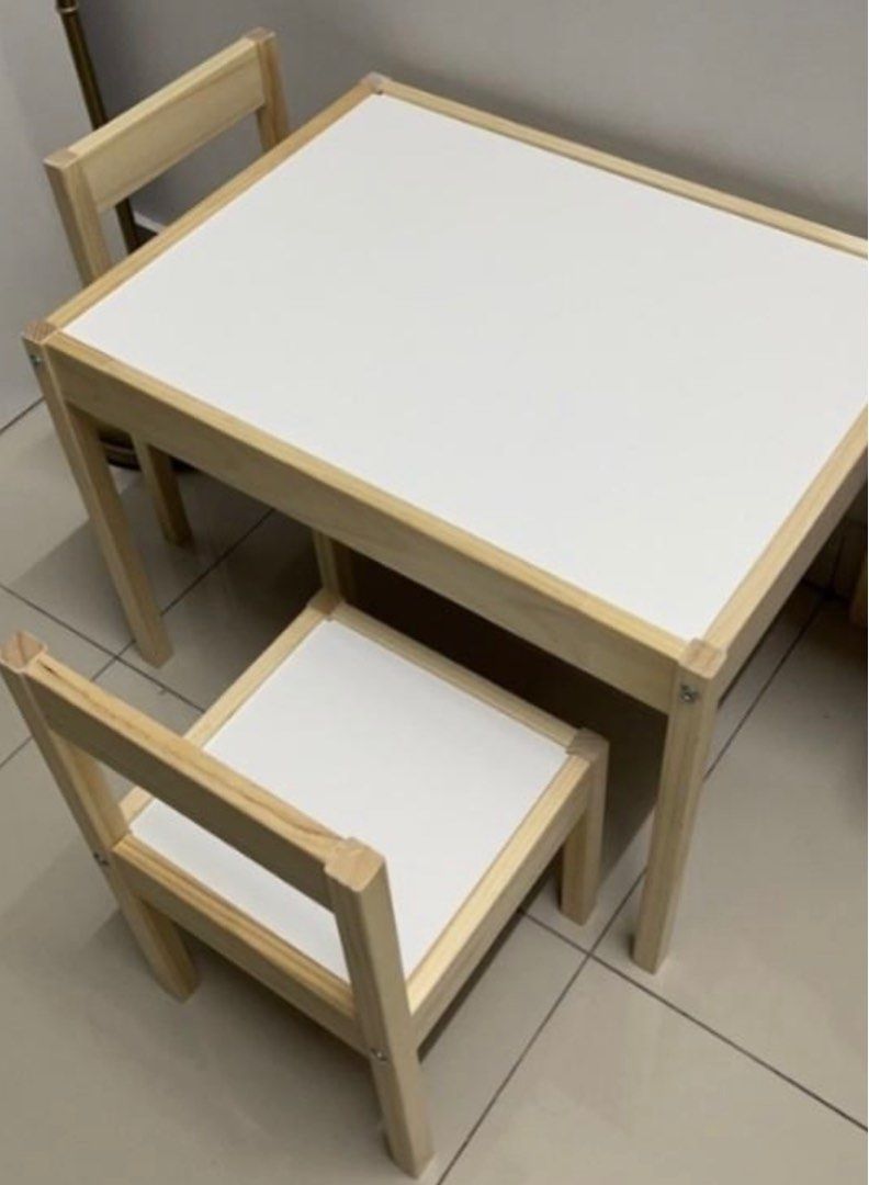 IKEA Children's table with 2 chairs, Furniture & Home Living