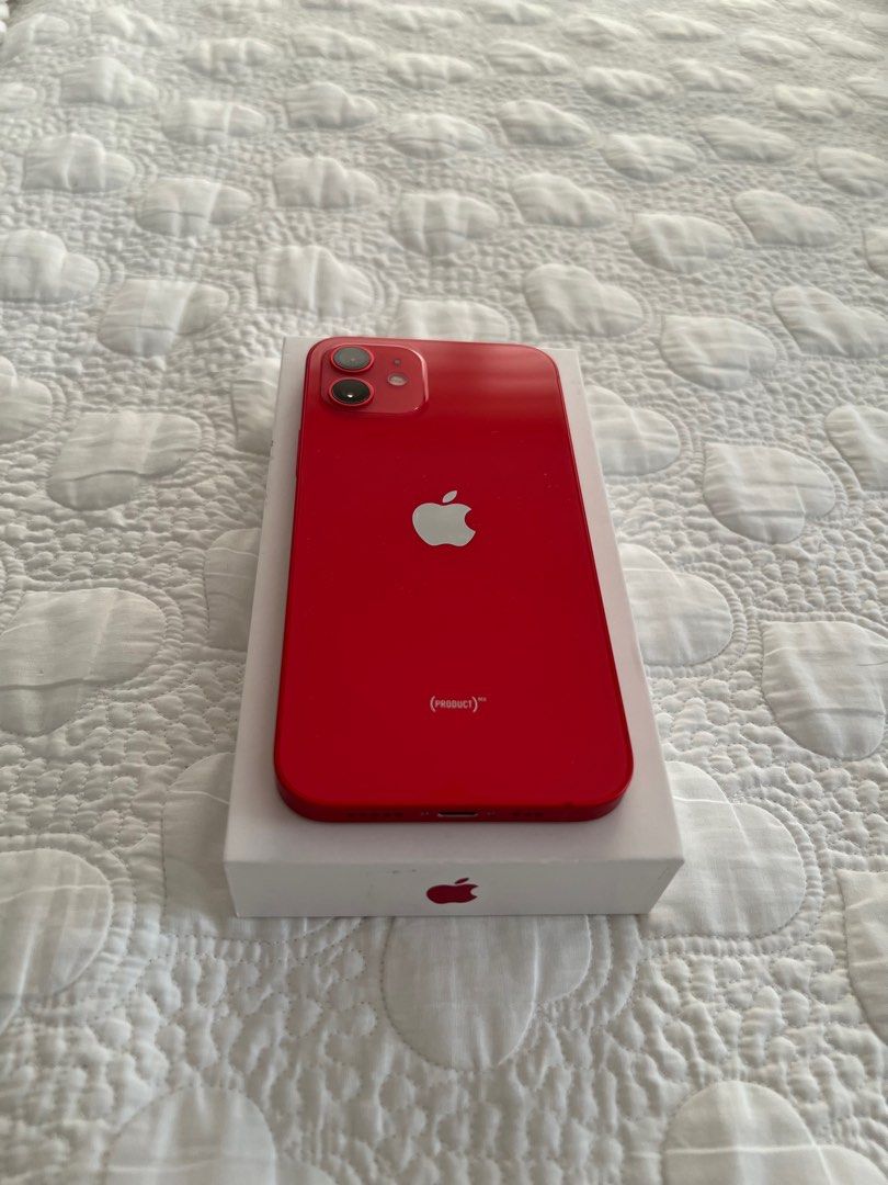 iPhone 12 Red (Category: iPhone 12 Series) located in Talisay. Submitted by myclosetxoxo. (Listing ID 1233904923, Image 3). Description: iPhone 12 Red 64 GB with tempered glass.