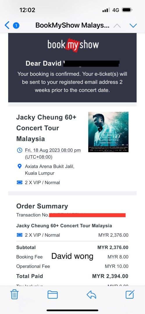Jacky Cheung concert Malaysia 2023, Tickets & Vouchers, Event Tickets