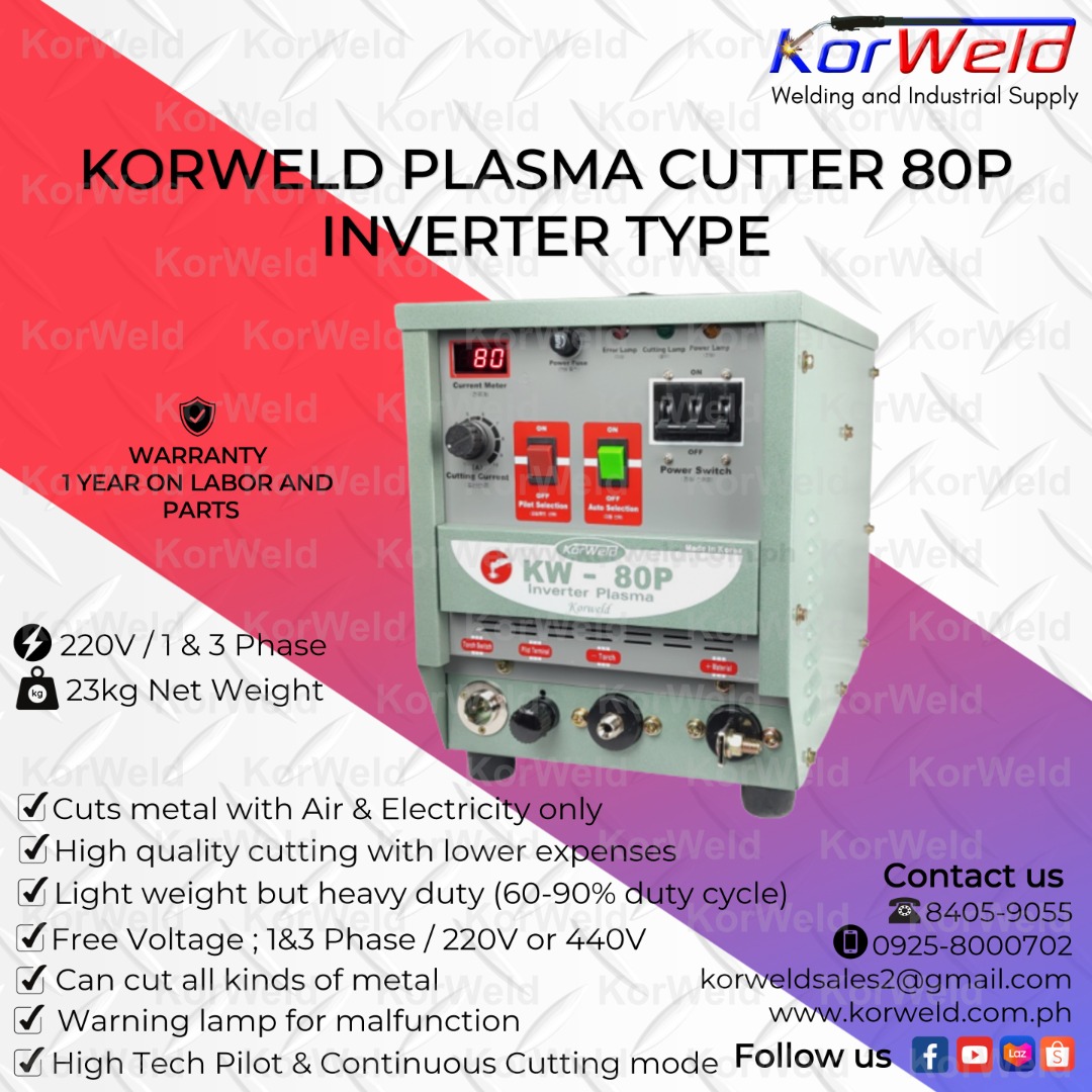 KORWELD PLASMA CUTTER 80P INVERTER TYPE, Commercial  Industrial,  Industrial Equipment on Carousell