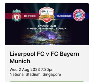 Liverpool vs Bayern Munich 2 August Platinum Seats